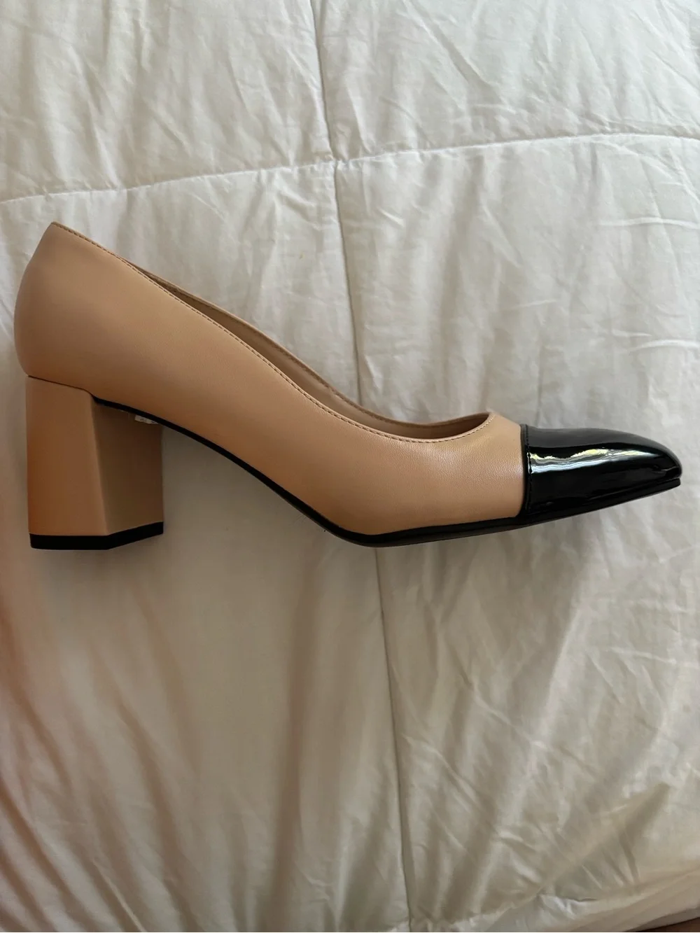 Unisa Nude and Black Cap-Toe Ballet Flats